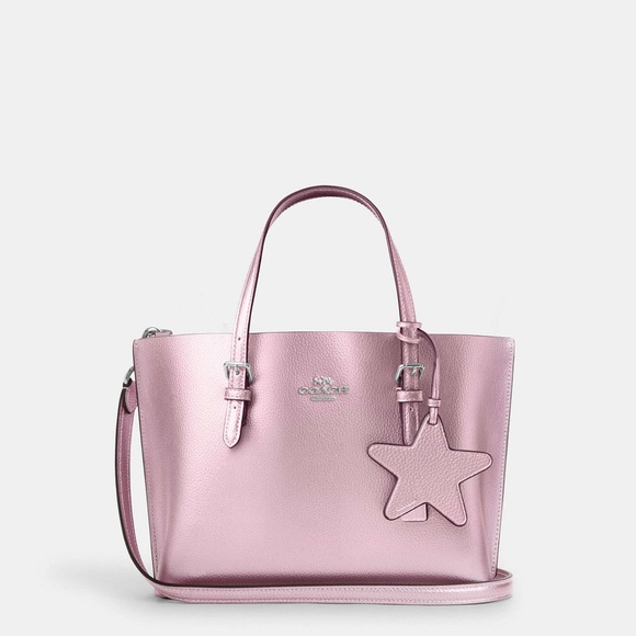 Coach Handbags - COACH Metallic Pink Mollie Tote Bag 25